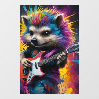 Igel spielt Gitarre, Rockgraffiti Fensteraufkleber