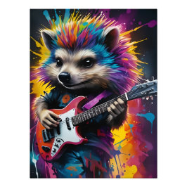 Igel spielt Gitarre, Rockgraffiti Fotodruck