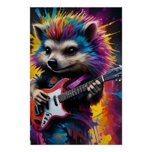 Igel spielt Gitarre, Rockgraffiti Poster