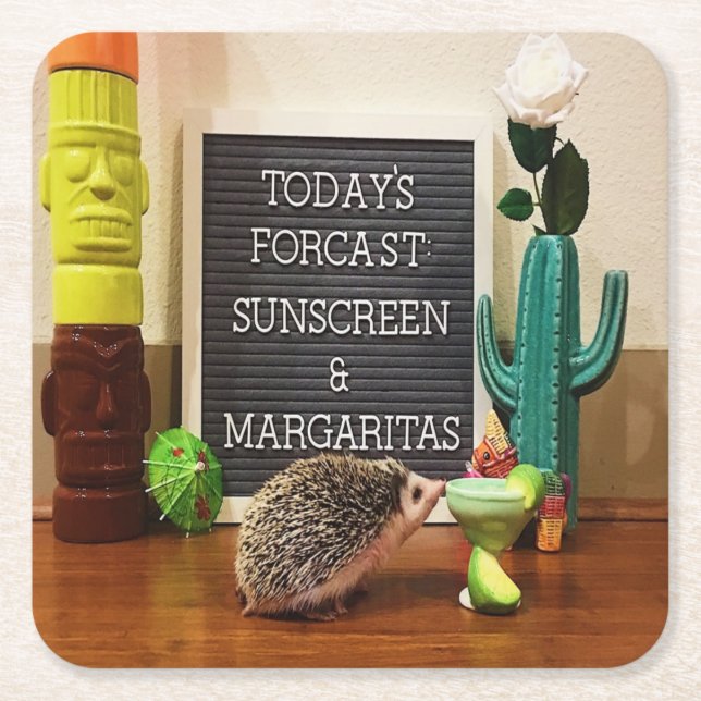 Igel Sunscreen und Margaritas Rechteckiger Pappuntersetzer (Vorderseite)
