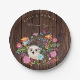 Igel-Teller aus Holz Rustikale Wasserfarbe Pappteller