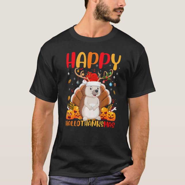 Igel Tier Glücklicher Igel Hellothanksmas T-Shirt (Vorderseite)