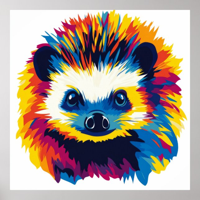 Igel Tierabbildungen Aquarellmalerei Poster (Vorne)