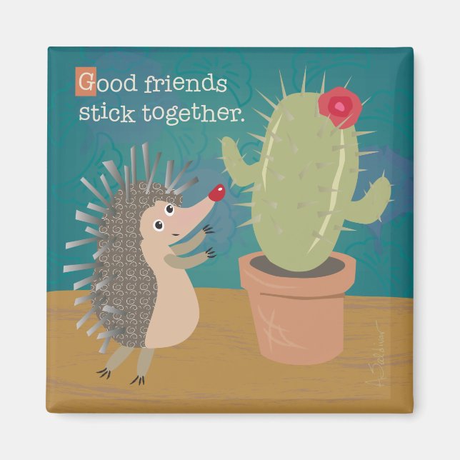 Igel trifft Cactus Magnet (Vorne)