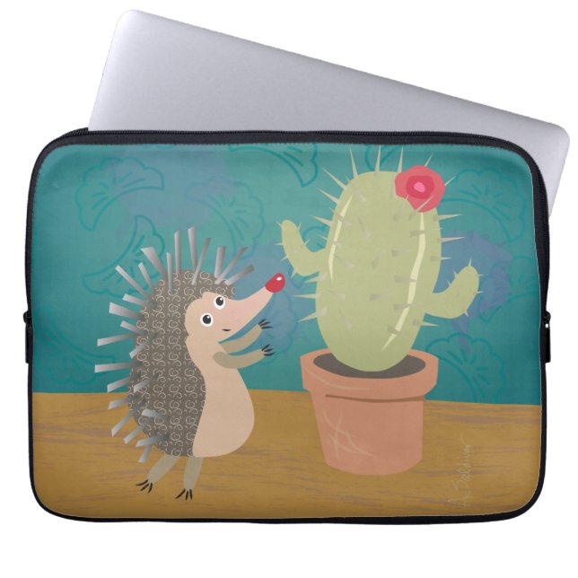 Igel trifft Kaktus-Laptop-Hülse Laptopschutzhülle (Vorderseite)