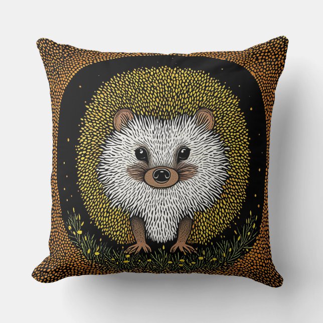 Igel umgeben von lebendigen Mustern Kissen (Vorderseite)