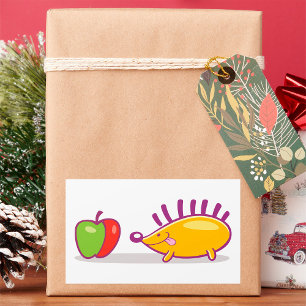 Igel und Apfel Rechteckiger Aufkleber