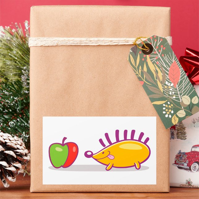 Igel und Apfel Rechteckiger Aufkleber (Von Creator hochgeladen)