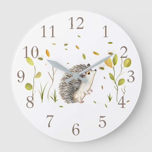 Igel- und Bienenwall-Uhr Große Wanduhr (Vorderseite)