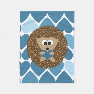 Igel und blaue Herzen Fleecedecke