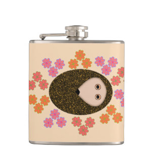 Igel und Blume Flachmann