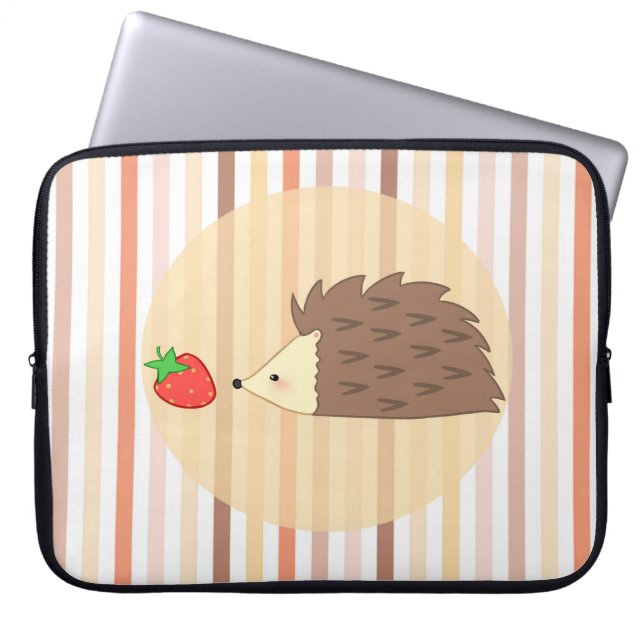 Igel und Erdbeere Laptopschutzhülle (Vorderseite)