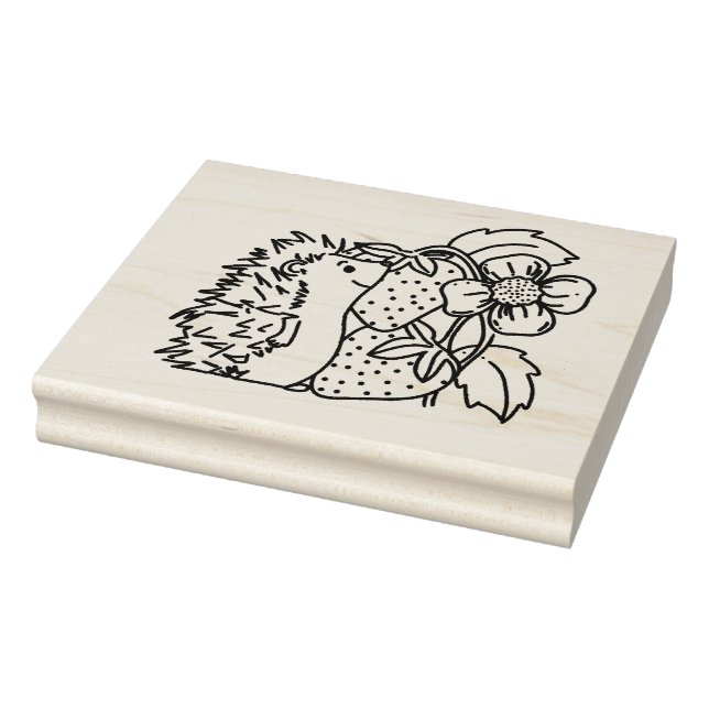 Igel und Erdbeeren Gummistempel (Stempel)