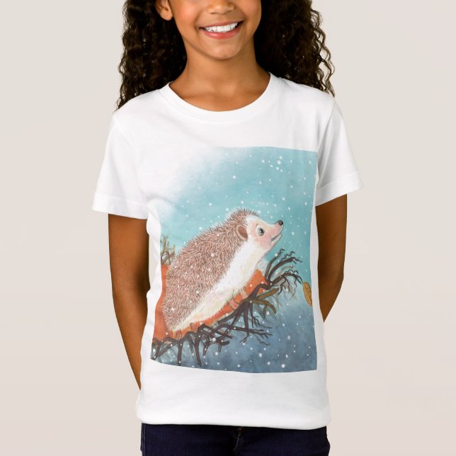 Igel und erste Schneeflocken T-Shirt (Vorderseite)