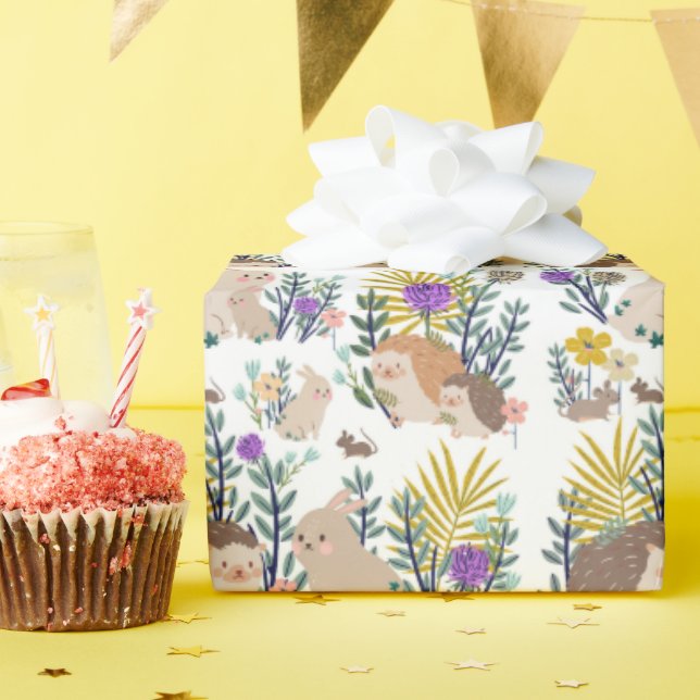 Igel und Freunde duschen den Vorhang Geschenkpapier (Geburtstagsparty)