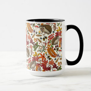 Igel und Herbstwaldflora auf Elfenbein Tasse