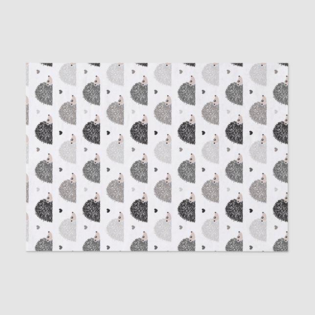 Igel und Herzen Seidenpapier (Vorderseite)