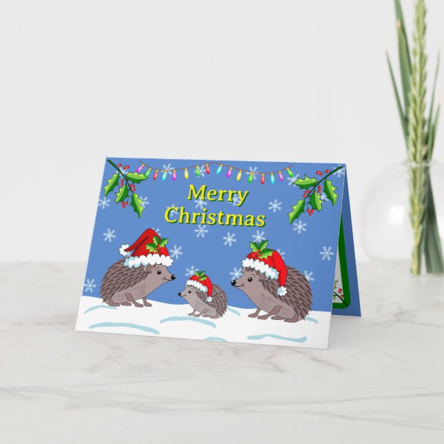 Igel und Kind Weihnachtskarte Karte (Vorderseite)