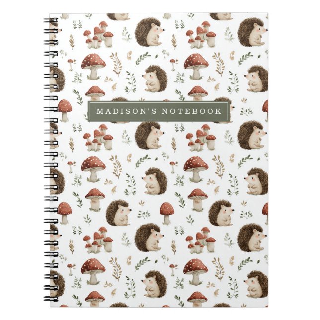 Igel und Pilze Notizbuch Notizblock (Vorderseite)