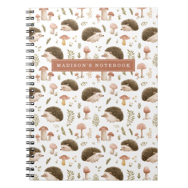 Igel und Pilze Notizbuch Notizblock (Vorderseite)