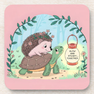 Igel und Schildkröte "Langsam und stetig zusammen" Getränkeuntersetzer