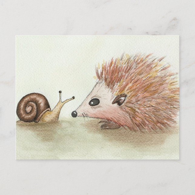 Igel und Schnecke Postkarte (Vorderseite)