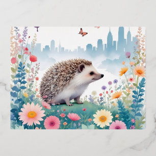 Igel Vintage Tierschutzumgebung Folien Feiertagspostkarte