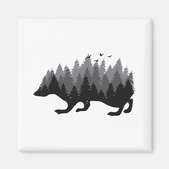 Igel - Wald-Design Magnet (Vorne)