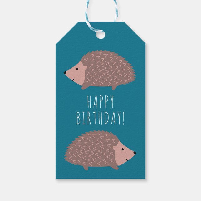 Igel Wald Froher Geburtstag Geschenkanhänger (Vorderseite)