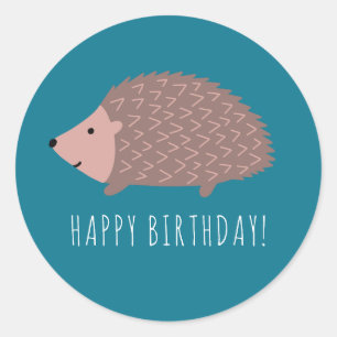 Igel Wald Froher Geburtstag Runder Aufkleber