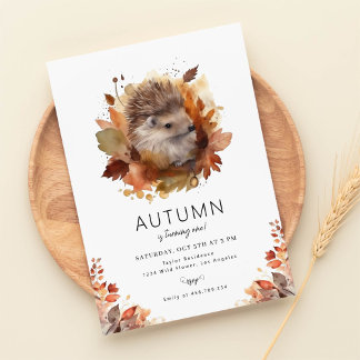 Igel Waldland Herbst Geburtstag Einladung