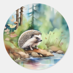 Igel Wasserfarbe Niedlich Runder Aufkleber