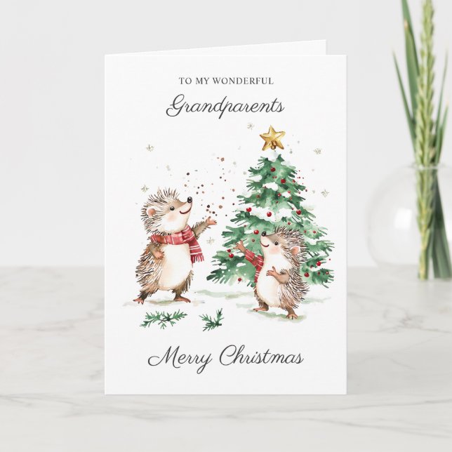 Igel Weihnachten Großeltern  Karte (Vorderseite)