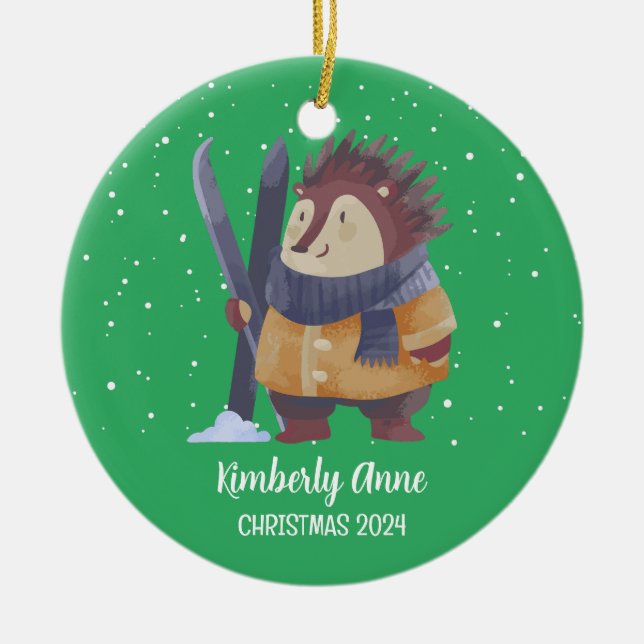 Igel Weihnachten Keramik Ornament (Vorne)