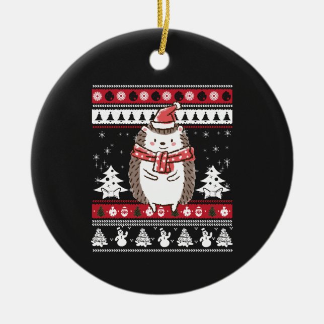 Igel Weihnachten Keramik Ornament (Vorne)