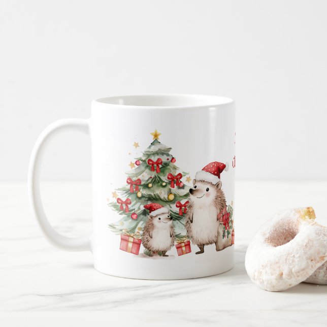 Igel-Weihnachtsbaum-Geschenktasse Kaffeetasse (Mit Donut)