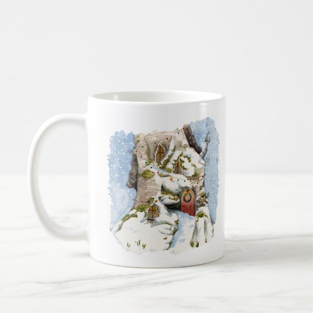 Igel Weihnachtshaus Kaffeetasse (Links)