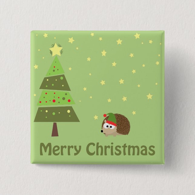 Igel Weihnachtslandschaft Button (Vorderseite)