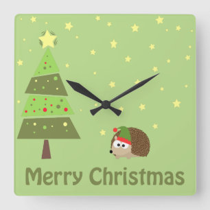 Igel Weihnachtslandschaft Quadratische Wanduhr