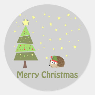 Igel Weihnachtslandschaft Runder Aufkleber
