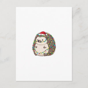 Igel Weihnachtsmann Hut Weihnachtsbeleuchtung Lust Postkarte
