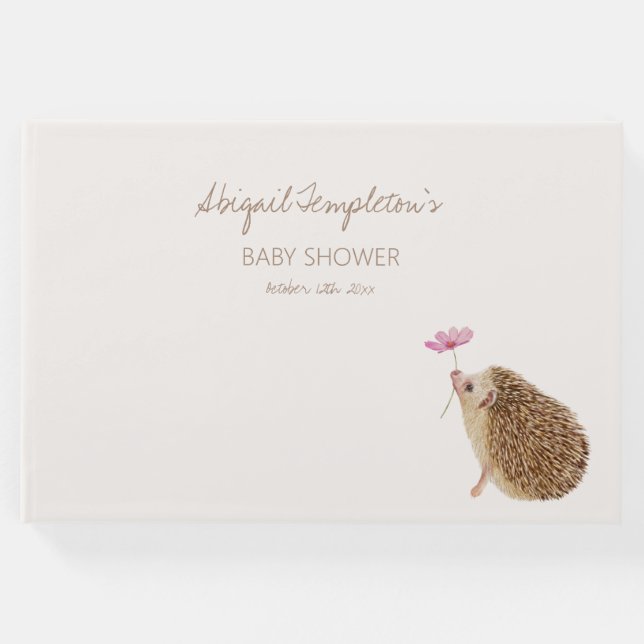 Igel Woodland Forest Baby Dusche Gästebuch (Vorderseite)