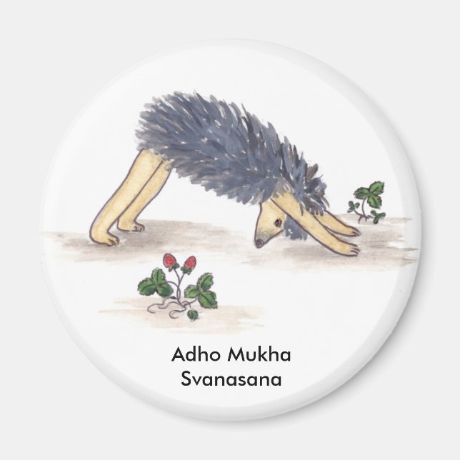 Igel Yoga, Downdog (mit Text) Magnet (Vorne)