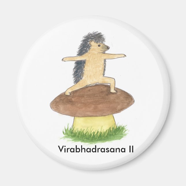Igel Yoga, Krieger II (mit Text) Magnet (Vorne)