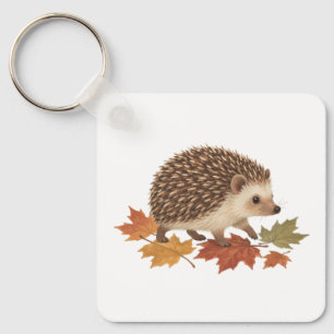 Igel zwischen gefallenen Ahornblättern Schlüsselanhänger