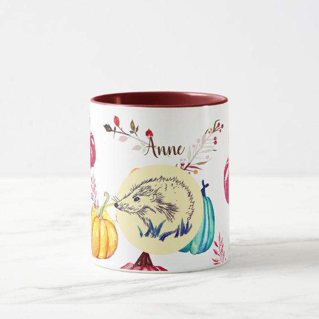 Igels-Herbst-Kunst-Name-Tasse Tasse (Zentrum)