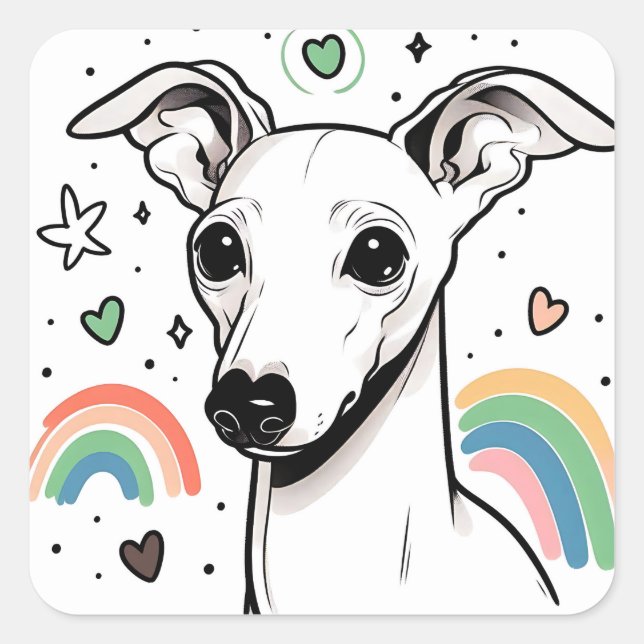 Iggy Italian Greyhound Doodle Stickers (Vorderseite)