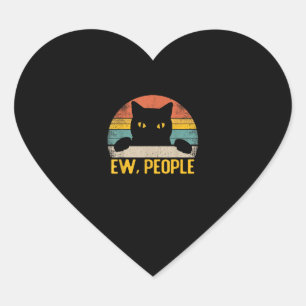 Igitt, Leute schwarze Katze Vintage Retro – Lustig Herz-Aufkleber