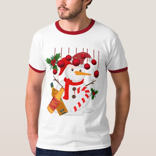 Iglu mit Bier - Funny Christmas Iglu Biergeschenk T-Shirt (Vorderseite)