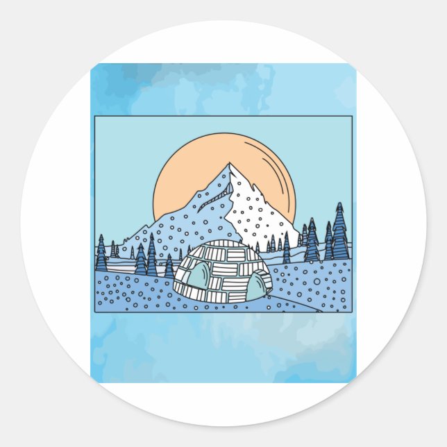 Iglu-Schnee- und Eislandschaft Runder Aufkleber (Vorderseite)